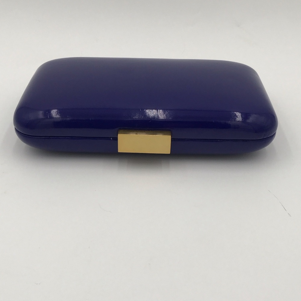 J. Crew Patent Cobalt Blue hand clutch with Gold Clasp